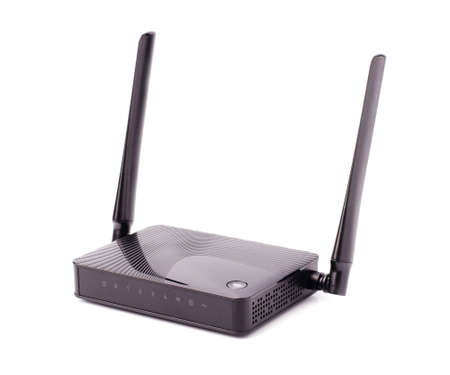 Wi-Fi wireless router isolated on a white backgroundの写真素材