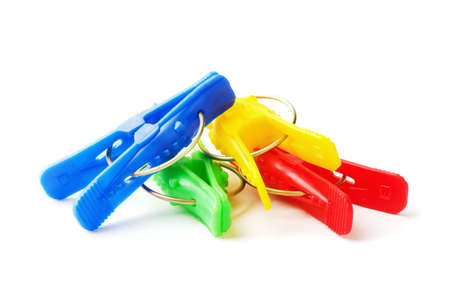 Multicolor clothespin isolated on white background