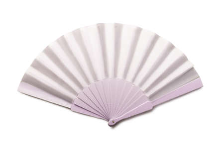 White folding hand fan mockup isolated on white backgroundの写真素材