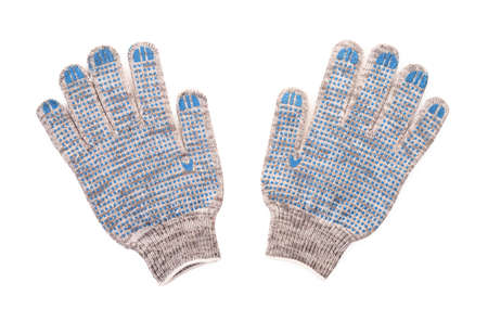 Construction work gloves isolated on white backgroundの写真素材