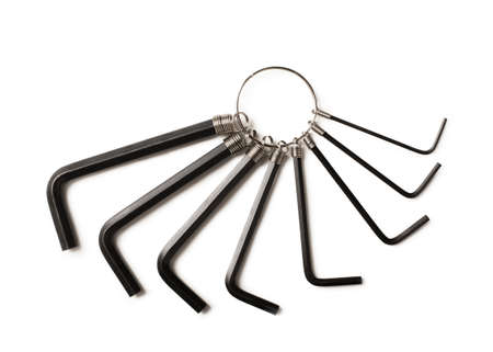 Set black hexagon tools isolated on a white background