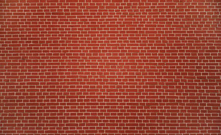 Brick red wall, wide panorama of masonry texture background pattern