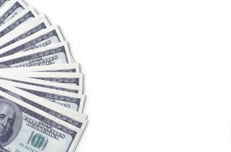 Fan of dollars with space for text isolated on a white background