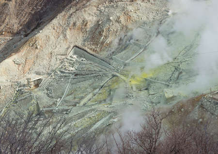 Japanese sulfur mine overall planの写真素材