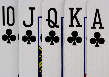 Macro of Royal Flush Clubs with just the lettersの写真素材