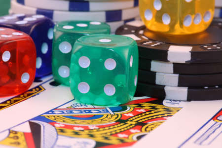 Die,chips and playing card close upのeditorial素材