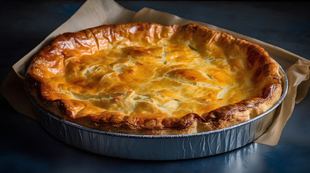 Freshly baked pie on a dark background. Selective focus.の素材