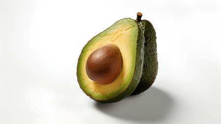 Avocado isolated on white background. 3d illustration. Side view.の素材