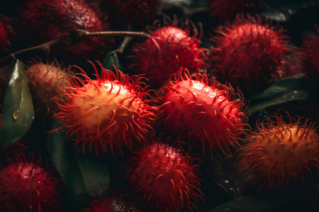 Rambutan fruit background. Rambutan is a popular fruit in Thailand.の素材