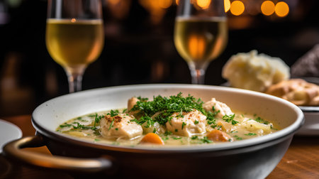 Creamy chicken soup with dill and potato dumplingsの素材