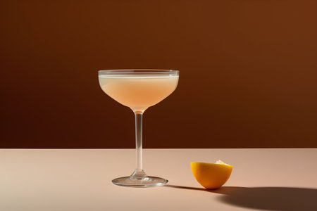 Cocktail with orange on a brown background. 3d renderingの素材