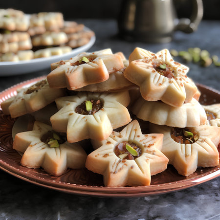 Traditional turkish dessert baklava with cashew, walnuts.の素材