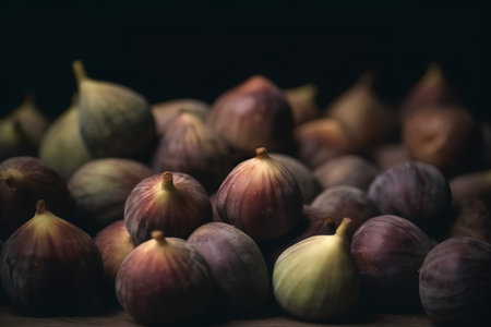 Fresh figs on a wooden table. Selective focus. Toned.の素材