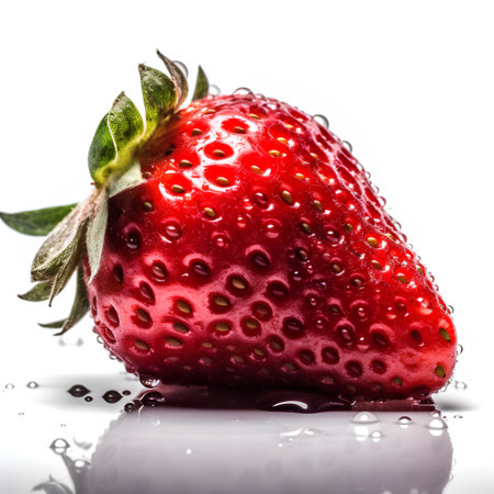 Strawberry with water drops on a white background, isolate.の素材