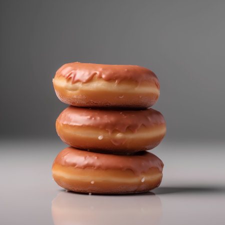 Donuts with glaze on a gray background. 3d renderingの素材