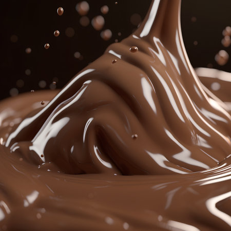 close up of chocolate syrup splashing on black background with clipping pathの素材