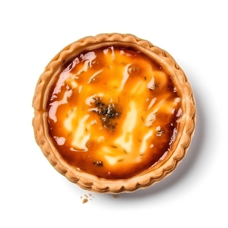 Tartlet with cheese isolated on white background. Top view.の素材