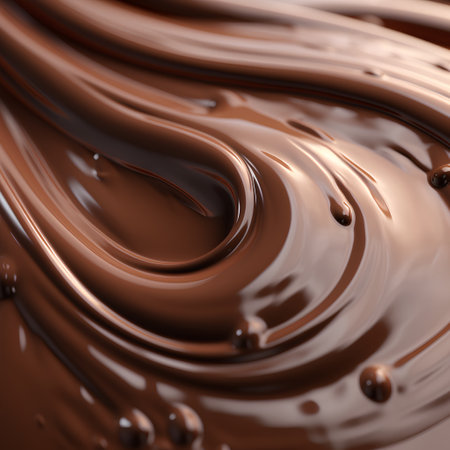 close up of chocolate syrup flowing on white background, shallow dofの素材