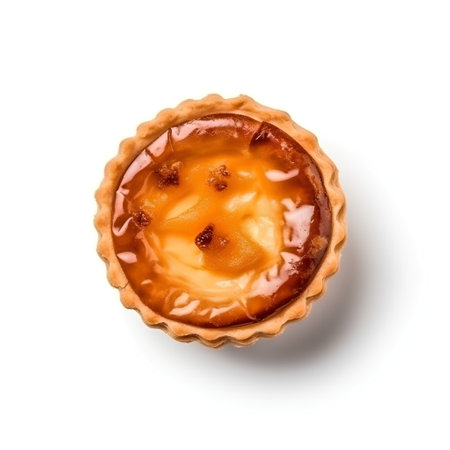 egg tart isolated on white background. Top view. Flat lay.の素材