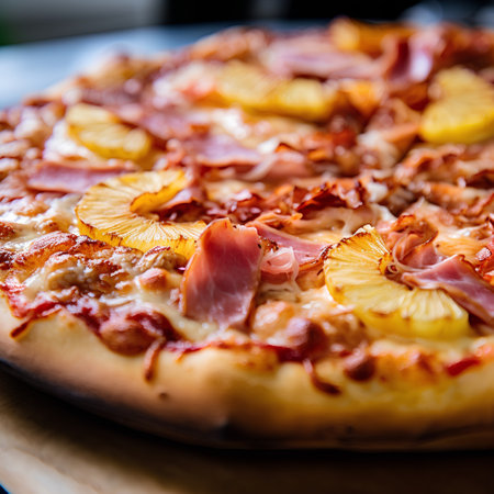 Hawaiian Pizza with Ham and Pineapple. Traditional Food.の素材