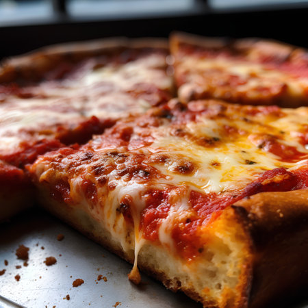 Pizza with mozzarella cheese and tomato sauce. Italian foodの素材