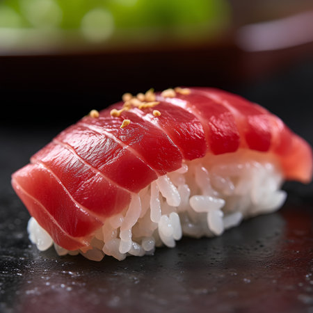 sushi on a black background, close-up, horizontal photoの素材