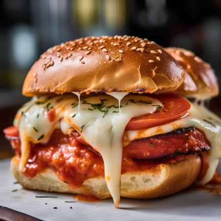 Cheese burger with tomato, mozzarella and mayonnaiseの素材