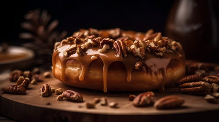 Pecan nut cake with caramel glaze and pecan nutsの素材
