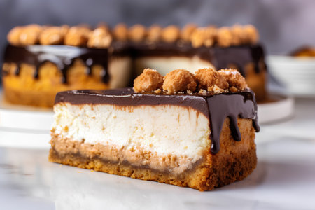Tiramisu cake on white background. Selective focus.の素材