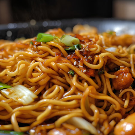 Yakisoba, japanese noodle with beef and vegetablesの素材