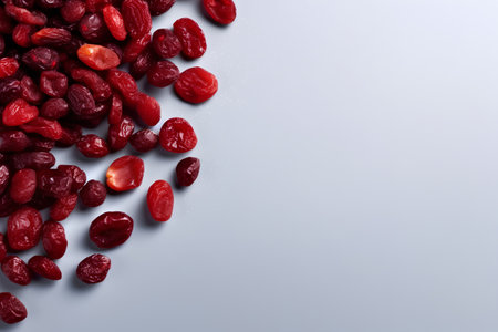 Dried cranberries on a gray background. Place for text.の素材