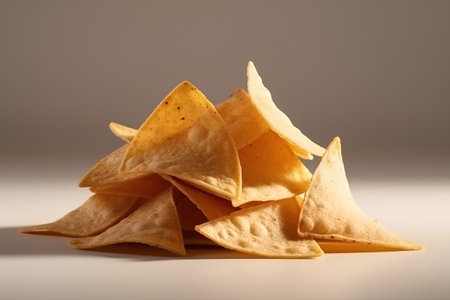Tortilla chips on a light background. Selective focus.の素材