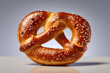 Bavarian pretzel on a gray background. 3d renderingの素材