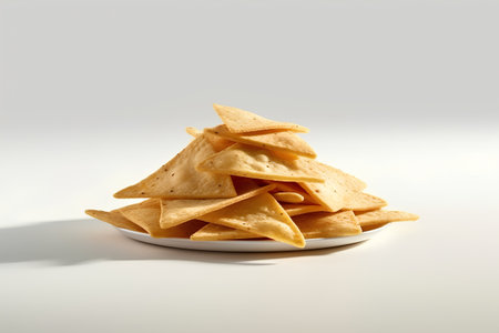 Nachos in a plate on a white background, close-upの素材