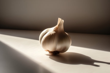 Garlic bulb on a light background. The concept of healthy eating.の素材