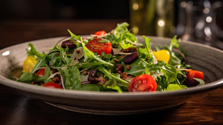 Fresh salad with arugula, cherry tomatoes and raisinsの素材