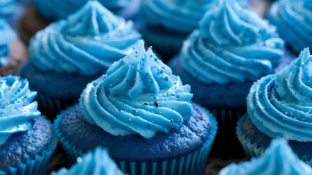 Cupcakes with blue frosting. Shallow dof.の素材