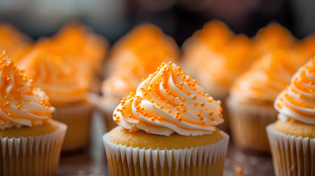 Cupcakes with buttercream frosting, shallow depth of fieldの素材