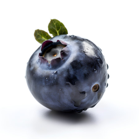 Blueberry with leaves isolated on white background. Clipping path included.の素材