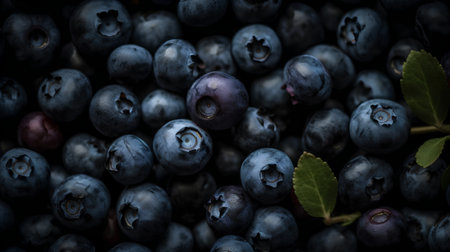 Blueberries on a black background. Close-up. Macro.の素材