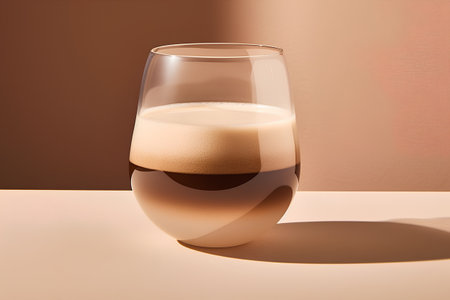 Coffee in a glass on a brown background. 3d renderingの素材