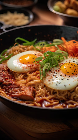 ramyeon, japanese noodle with pork and eggの素材