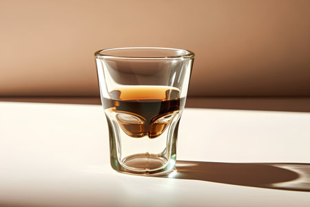 Glass of whiskey with ice cubes on a white background. 3d renderingの素材
