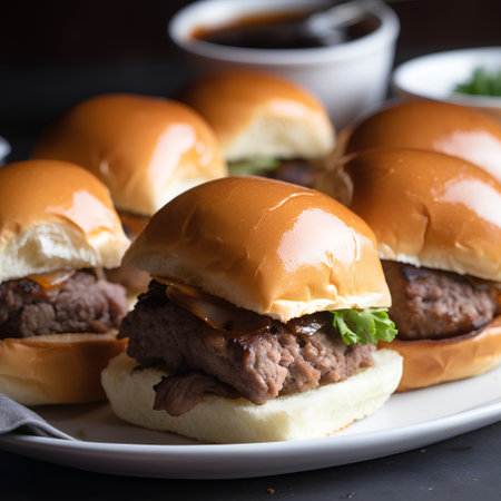Homemade hamburgers with beef patty, selective focus.の素材