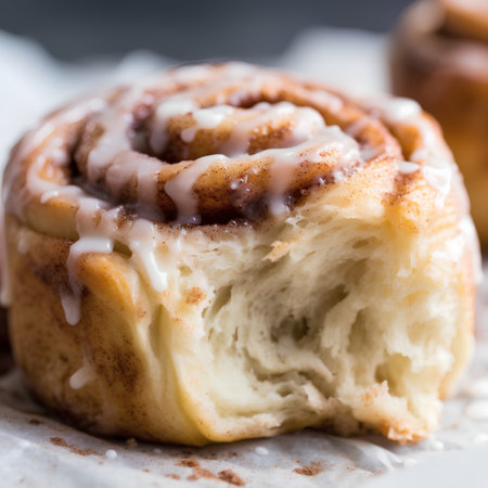 Cinnamon rolls on the table. Selective focus. Shallow depth of field.の素材