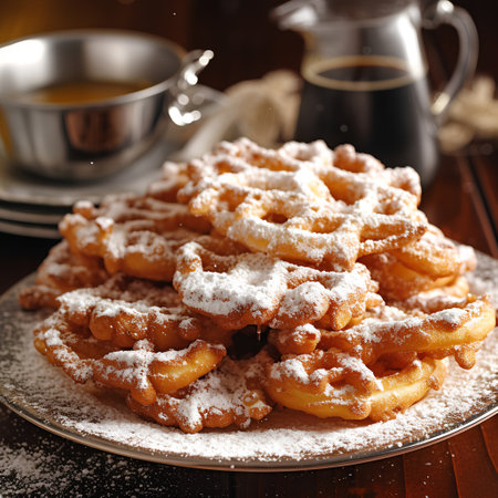 Traditional italian savoiardi cookies with powdered sugar on wooden tableの素材