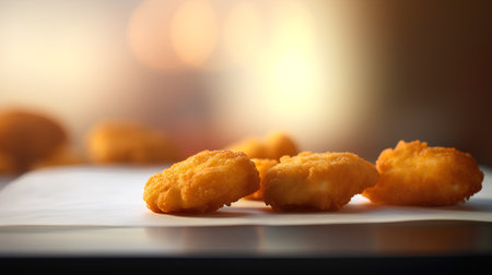 Close up of nuggets on the table. Selective focus.の素材