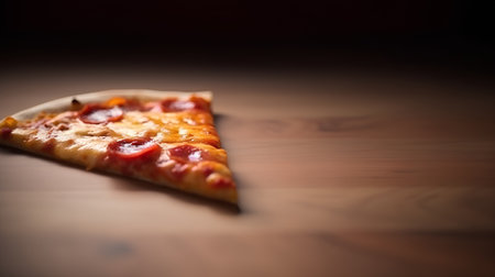 Pizza on a wooden table. Shallow depth of field.の素材