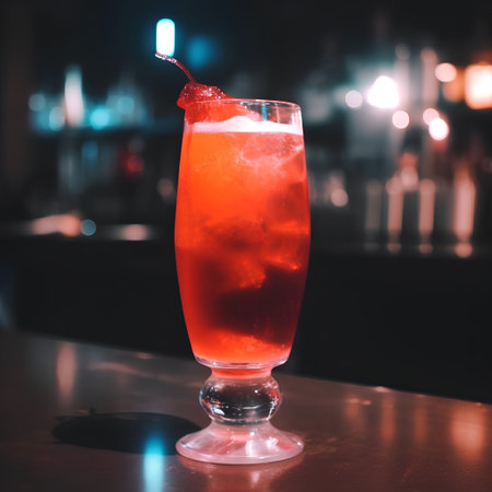 Alcohol cocktail drink on the bar in the club. Toned.の素材