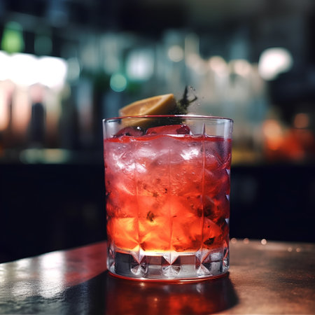 cocktail in the bar on the dark background. tinting. selective focusの素材